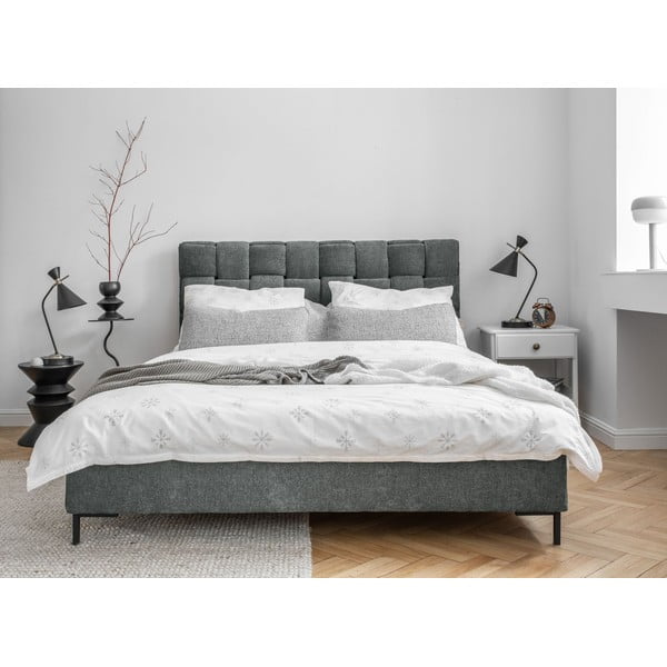 Prljavo zeleni tapecirani bračni krevet s podnicom 140x200 cm Eve – Miuform-image-1