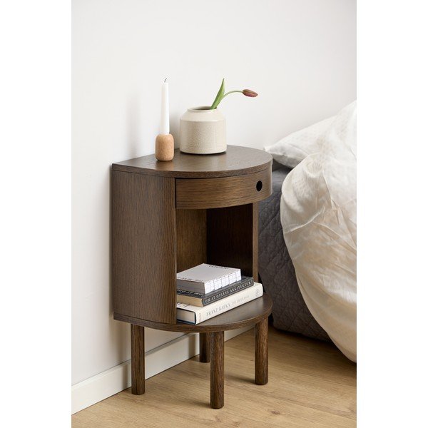 Noćni ormarić u dekoru hrasta u tamnoj prirodnoj boji Paron – Actona-image-1