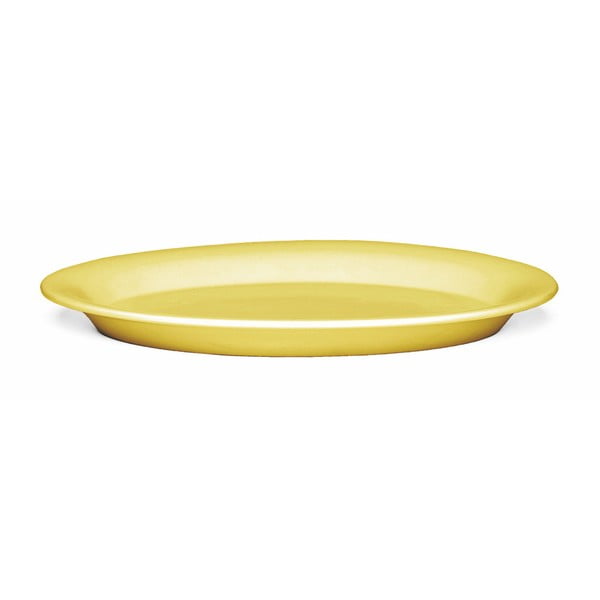 Žuti ovalni tanjur od kamenine Kähler Design Ursula, 33 x 22 cm