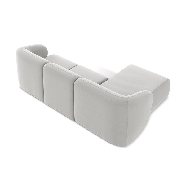 Svijetlo siva baršunasti kutna garnitura (s lijevim kutom/s ležaljkom) Lani – Makamii-image-3