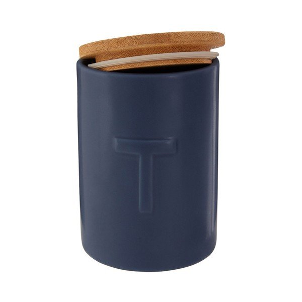 Tamnoplava kutija za čaj s poklopcem od bambusa Premier Housewares Fenwick-image-2