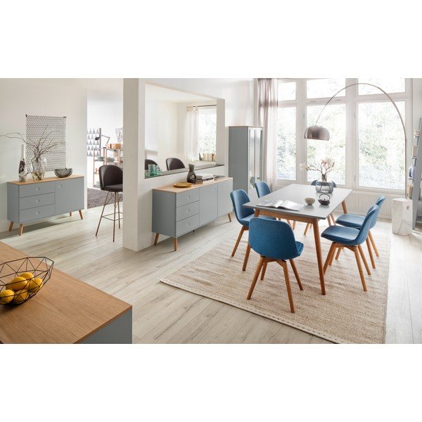 Siva dvokrilna komoda s hrastovim nogama i s 3 ladice Tenzo Dot-image-4