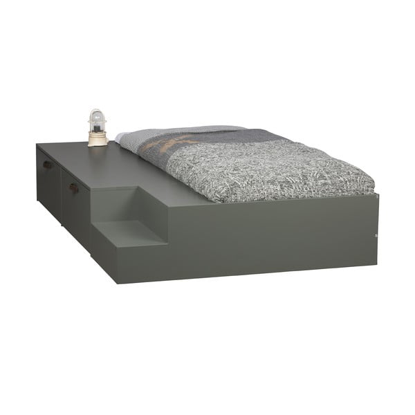 Zeleni/sivi dječji krevet od masivnog bora s prostorom za odlaganje 80x200 cm Stage – vtwonen-image-3