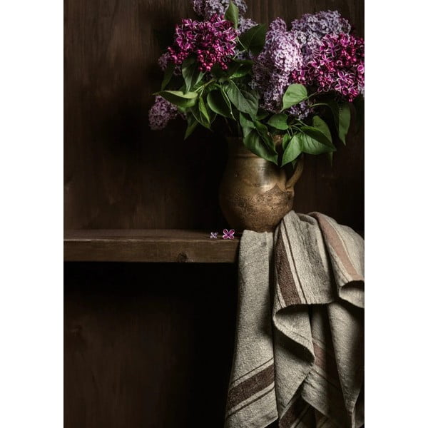 Laneni nadstolnjak 40x200 cm Beige Stripe Vintage – Linen Tales-image-1