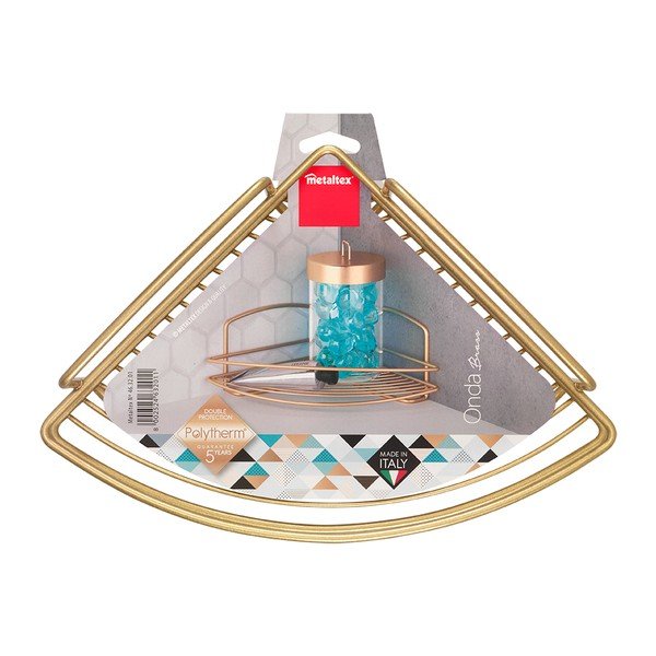 Željezna kupaonska polica kutna u zlatnoj boji Onda – Metaltex-image-2