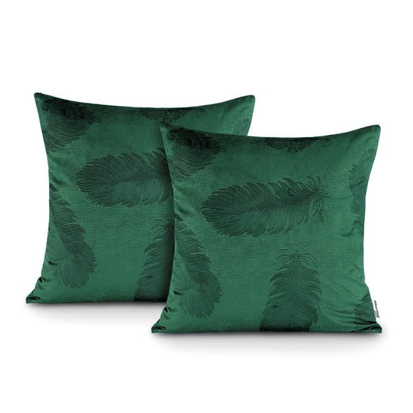 Set od 2 zelene jastučnice s baršunastom površinom AmeliaHome Peacock, 45 x 45 cm-image-1