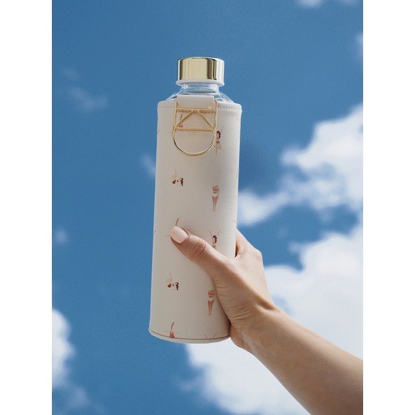 Bočica od bež borosilikatnog stakla s navlakom od umjetne kože Equa Mismatch Playa, 750 ml-image-2