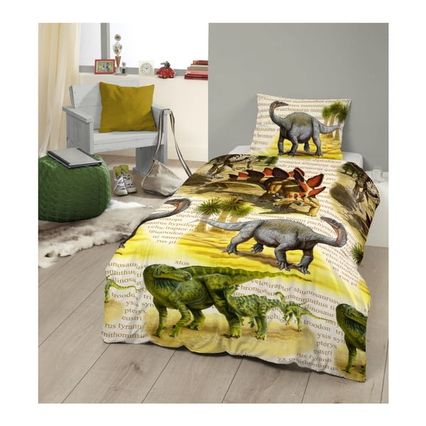 Dječja pamučna posteljina za krevet za jednu osobu Dobro jutro Dinos, 140 x 200 cm-image-1