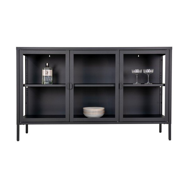 Crna metalna vitrina 140x85 cm Brisbane – House Nordic-image-3