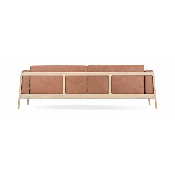 Kauč od smeđe bivolje kože s masivnom hrastovom konstrukcijom Gazzda Fawn, 240 cm-image-4