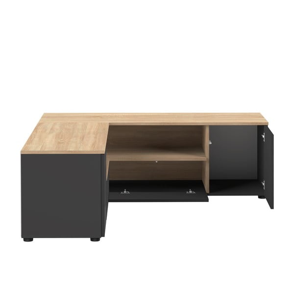 Crna/u prirodnoj boji TV komoda u dekoru hrasta 130x46 cm Angle – TemaHome-image-4