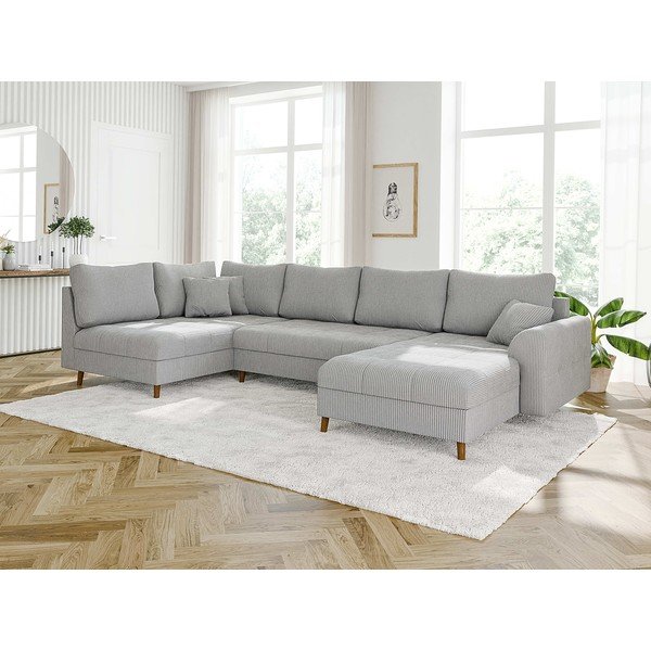 Svijetlo siva kutna garnitura od samta (s desnim kutom/u obliku slova "U") Ariella – Ropez-image-3