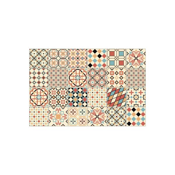 Set od 24 zidne naljepnice Ambiance Azulejos Sofiana, 15 x 15 cm-image-2