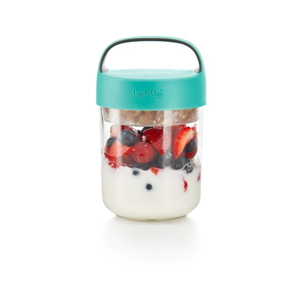 Posuda za juhu s tirkiznim poklopcem Lékué To Go, 400 ml