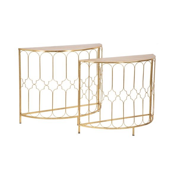 Set od 2 konzolna stola s konstrukcijom u zlatnoj boji Mauro Ferretti Balconette-image-4