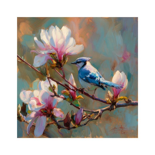 Tiskana slika na platnu 32x32 cm Bluejay & Blossom – Styler
