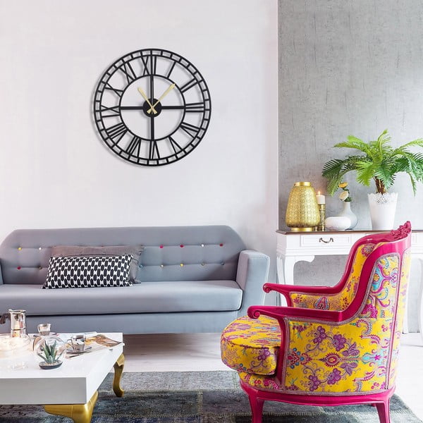 Crni zidni sat Greece, ø 50 cm-image-4