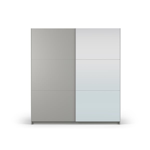 Sivi ormar s ogledalom i kliznim vratima 200x215 cm Lisburn - Cosmopolitan Design