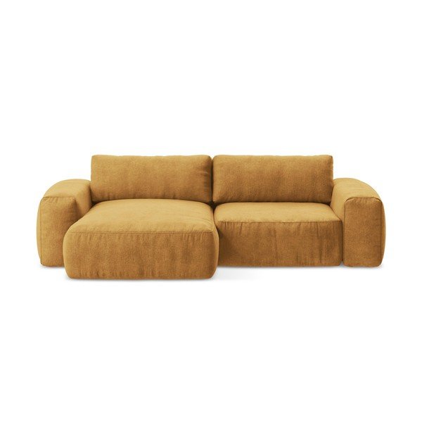 Senf žuta sklopiva kutna garnitura od šenila (s lijevim kutom/s ležaljkom) Kuki – Makamii