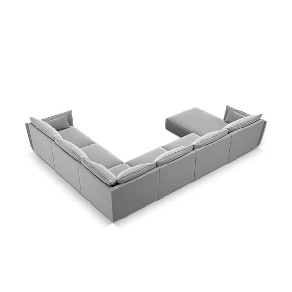Svijetlo siva baršunasti kutna garnitura (s desnim kutom/u obliku slova "U") Vanda – Mazzini Sofas-image-3