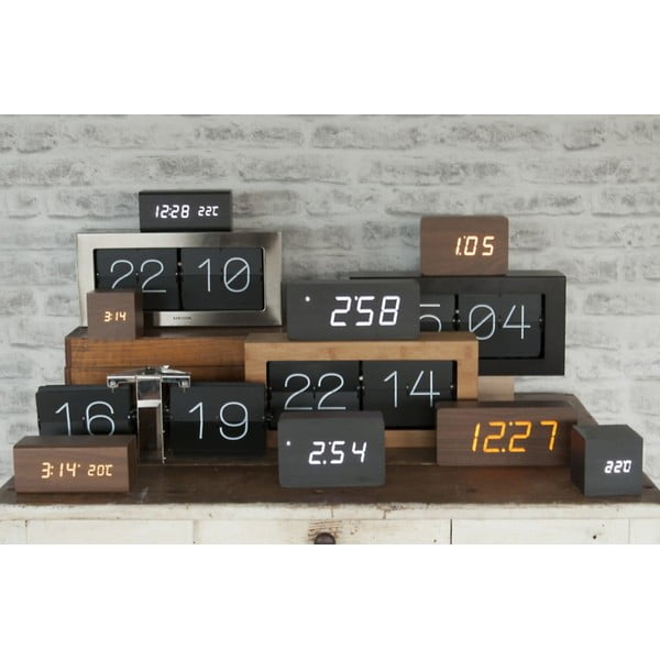 Crni budilnik u drvenom dekoru Karlsson Tube, 21 x 9 cm-image-1
