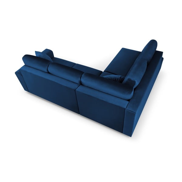 Plava baršunasti sklopiva/s prostorom za odlaganje kutna garnitura (s lijevim kutom/u obliku slova L) Kyoto – Cosmopolitan Design-image-4