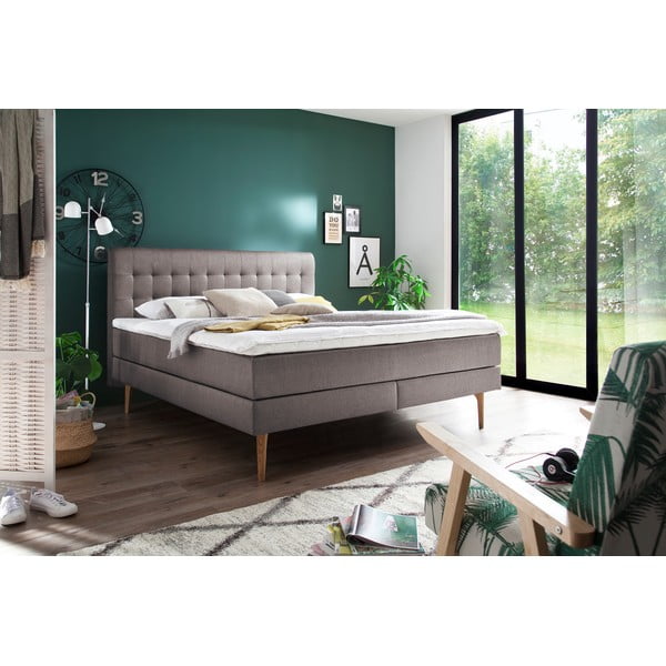 Sivi/smeđi boxspring krevet 180x200 cm Massello – Meise Möbel-image-4