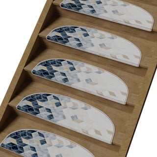 Bijeli/plavi set tepiha za stepenice 16 kom 20x65 cm Boxes – Vitaus
