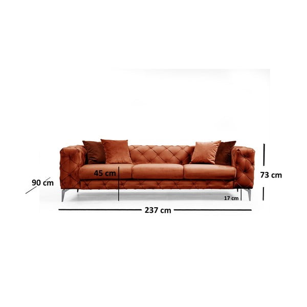 Narančasta baršunasti sofa 237 cm Como – Artie-image-3