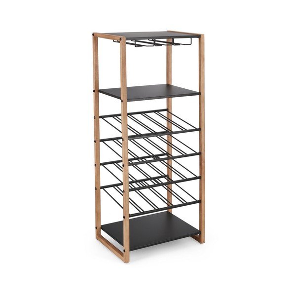 Crna/u prirodnoj boji metalna vitrina za vino broj boca 20 kom, 50x122x35 cm Isaac – Yes Everyday-image-2