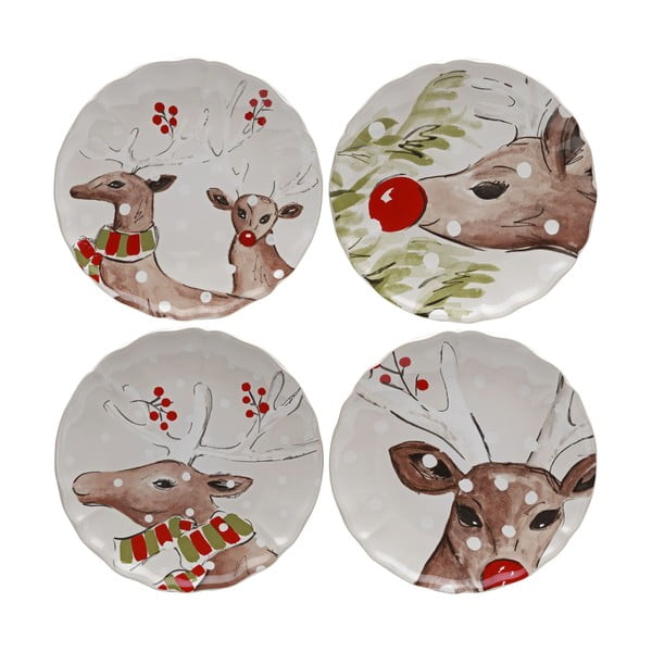 Set od 4 božićna desertna tanjura od Casafina Deer Freinds zemljanog posuđa, ø 27 cm