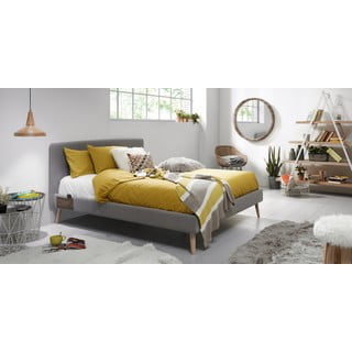 Sivi bračni krevet Kave Home Lydia, 160 x 200 cm