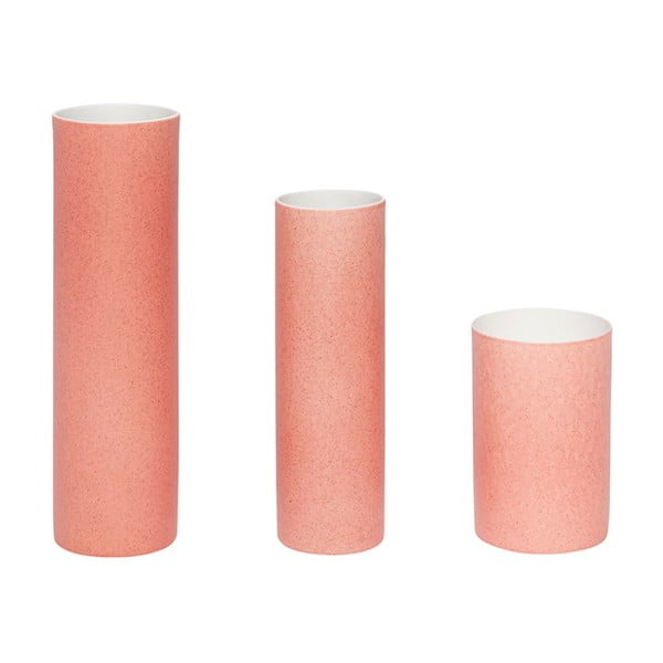 Set od 3 ružičaste vaze Hübsch Tycho