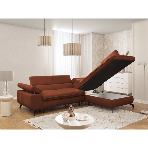 Kutna garnitura od šenila boja terakote (s desnim kutom/u obliku slova L) Marbeya  – Ropez-image-4