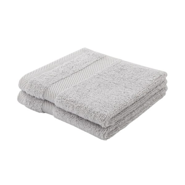 Svijetlo sivi pamučni ručnik s udjelom svile 30x30 cm - Bianca