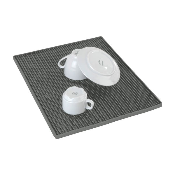 Siva gumena podloga za ocjeđivanje posuđa 40x30 cm Maxi – Wenko