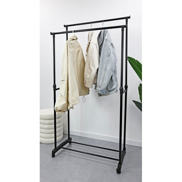 Crni metalni mobilni stalak za odjeću 80x160x42 cm Roald – Yes Everyday-image-1