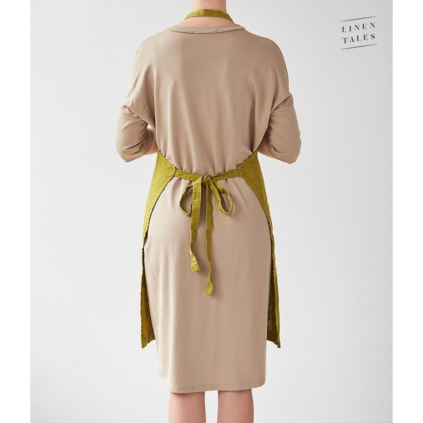Zelena lanena pregača Linen Tales Daily Apron, 80 x 55 cm-image-1