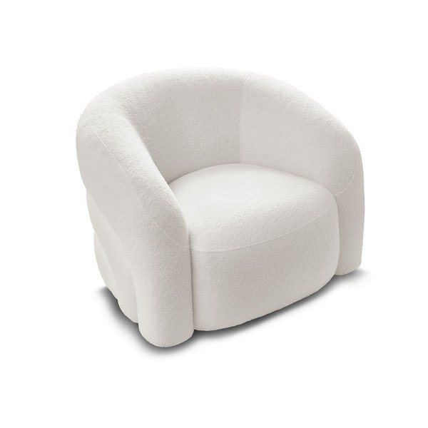 Bijela okretna fotelja od bouclé tkanine Elina – Bobochic Paris-image-3
