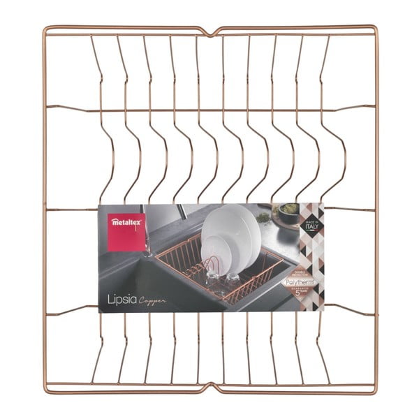 Stalak za cijeđenje posuđa u bakrenoj boji Metaltex-image-1