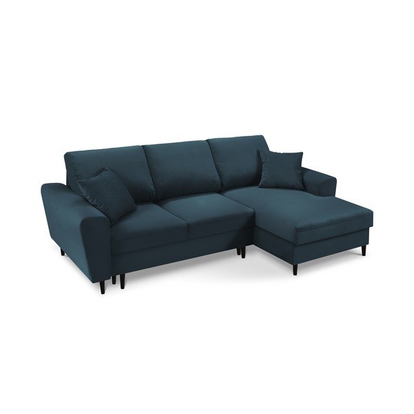 Tamnoplava kutna sofa od samta Kooko Home Jazz, desni kut-image-3