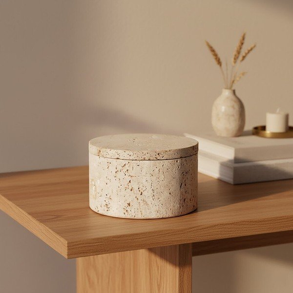 Dekorativna kamena kutija za pohranu u prirodnoj boji ø 14x8 cm Tibor – Premier Housewares-image-3