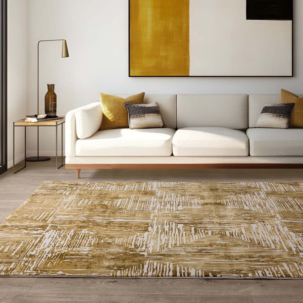 Tepih u zlatnoj boji 120x170 cm Kuza Lines Gold – Asiatic Carpets-image-1