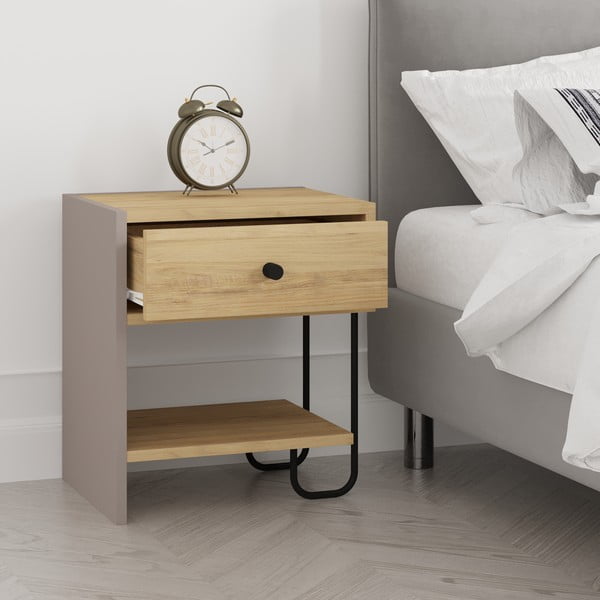 Noćni ormarić u dekoru hrasta s policama Saturne – Marckeric-image-2