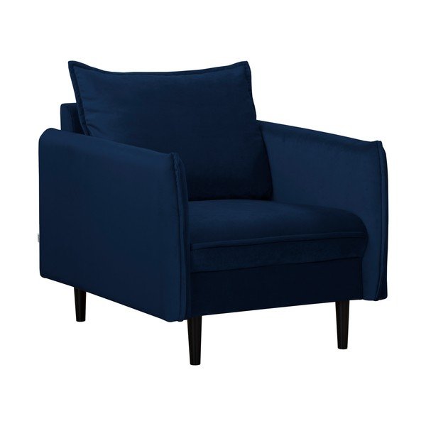 Tamno plava baršunasti fotelja Juli – Ropez