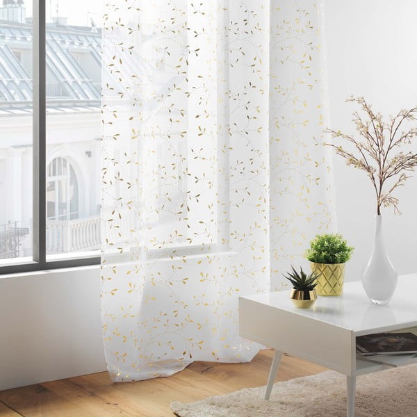 Bijela/u zlatnoj boji prozirna zavjesa od voila 140x280 cm Floressia – douceur d'intérieur-image-3