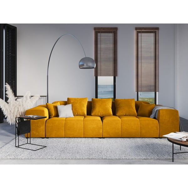 Žuti baršunasti naslon za ruke za modularnu sofu Rome Velvet - Cosmopolitan Design-image-4