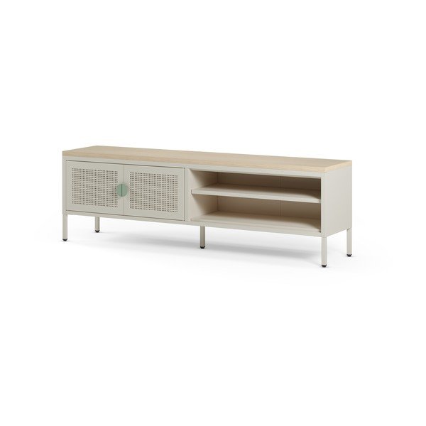 Krem/u prirodnoj boji metalna TV komoda 160x50x35 cm Sayla – Marckeric-image-4