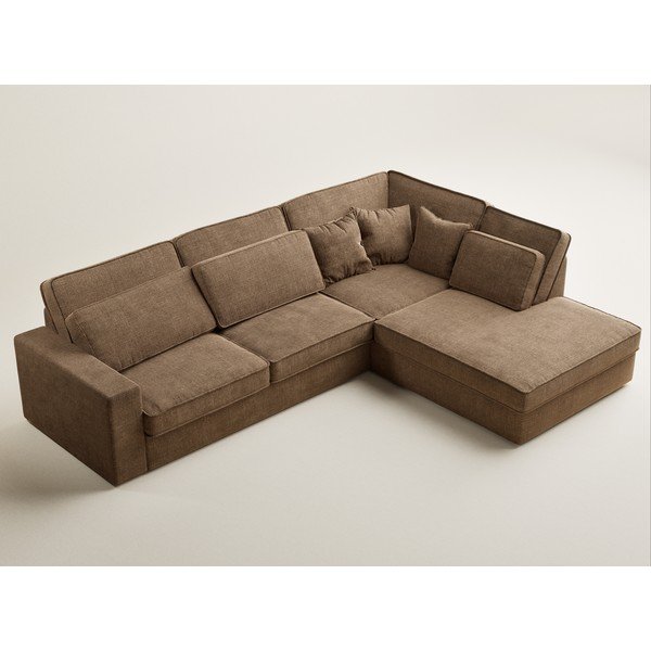 Svjetlo smeđa kutna garnitura od šenila (s desnim kutom/u obliku slova L) Kirou – Maison de Rêve-image-3