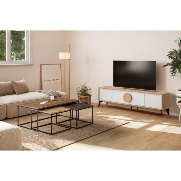 Stolići za kavu u setu 3 kom u prirodnoj boji 60x110 cm Camelia – Marckeric-image-1